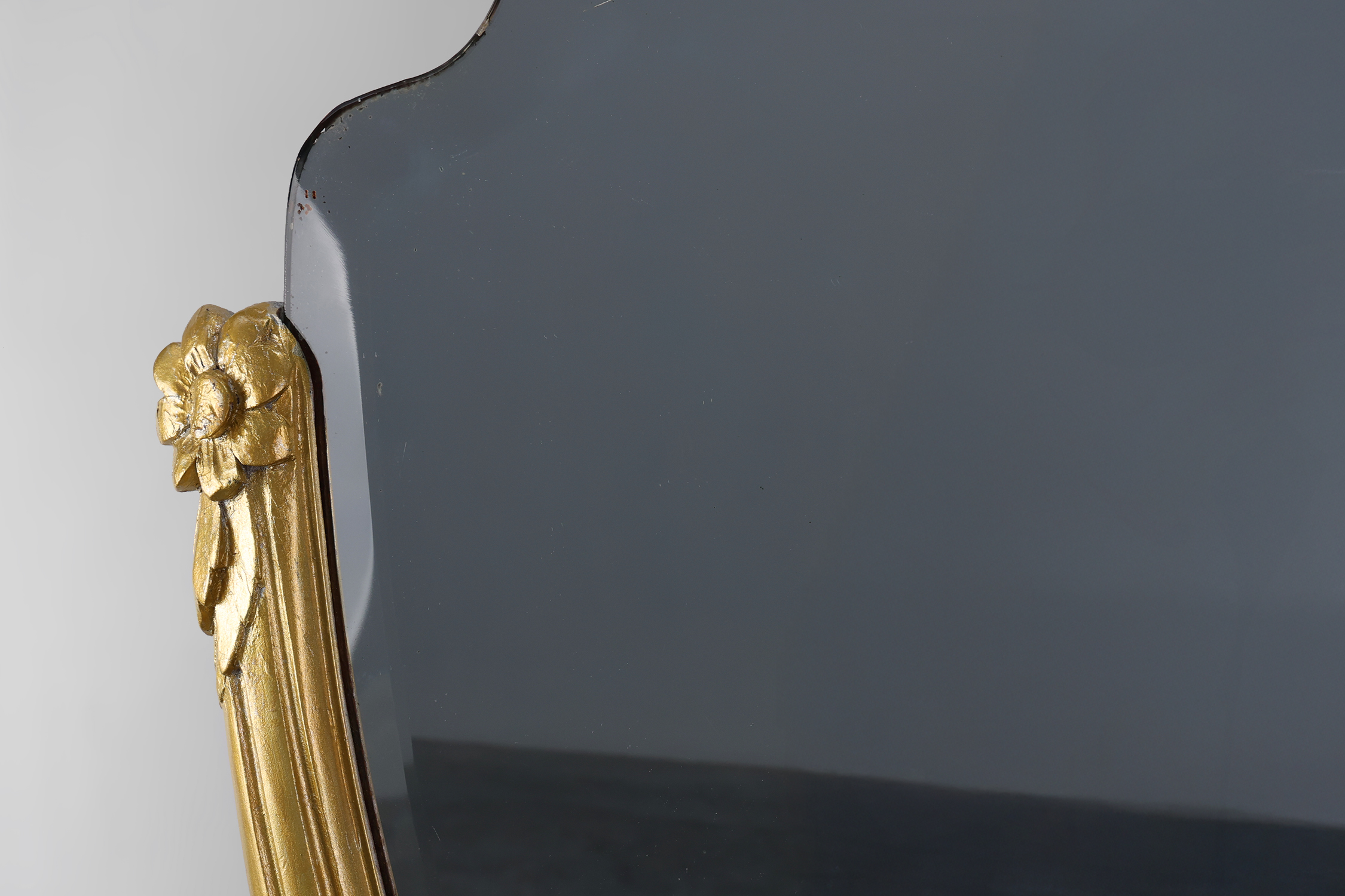 Oval Art Deco carved Gilt Wooden Mirror, France ca. 1920thumbnail